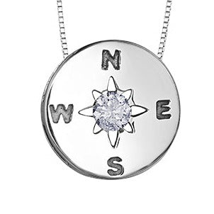 Sterling Silver Diamond Compass Necklace