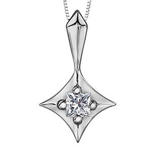 10K White Gold Solitaire Diamond Necklace