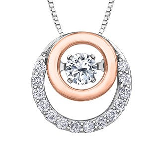 10K Two Tone Dancing Diamond Necklace
