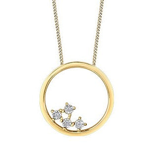 10K Yellow Gold Diamond Circle Necklace