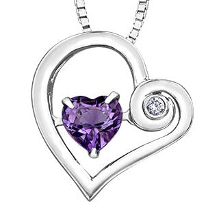 Sterling Silver Dancing Amethyst Heart Necklace
