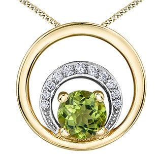 10K Yellow Gold Peridot & Diamond Circle Necklace