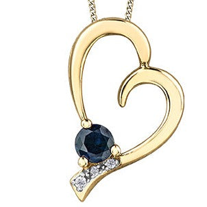 10K Yellow Gold Sapphire Heart Necklace