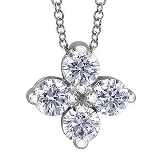 14K White Gold Maple Leaf Diamond Necklace