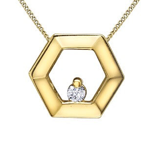10K Yellow Gold Hexagon Necklace