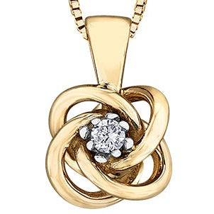 10K Yellow Gold Diamond Knot Necklace
