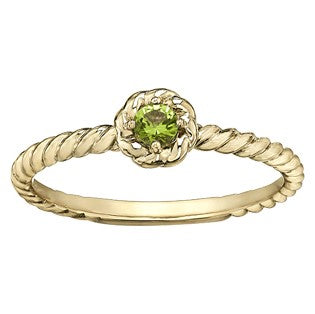 10K Yellow Gold Peridot Rope Ring