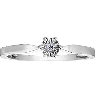 10K White Gold Solitaire Illusion Set Diamond Ring