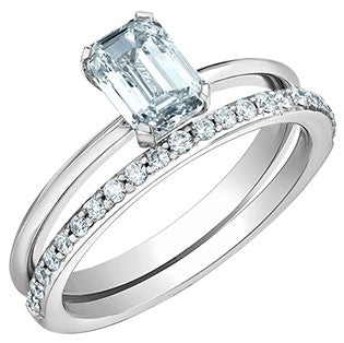 14K White Gold 1.00ct Emerald Cut Diamond Ring