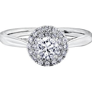 18K White Gold Diamond Ring with Double Halo