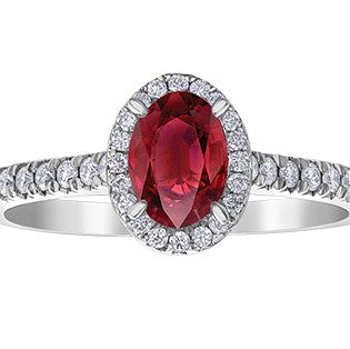 10K White Gold Ruby & Diamond Ring