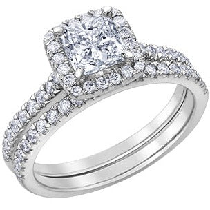 14K White Gold Cushion Cut Diamond Ring