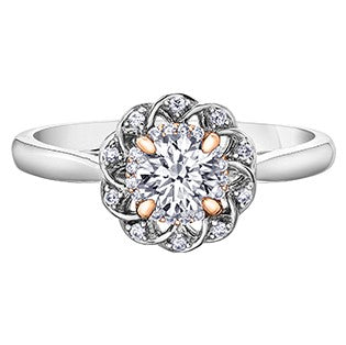 14K Two Tone Diamond Engagement Ring