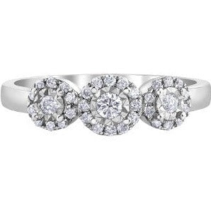 10K White Gold Illusion Set Diamond Ring