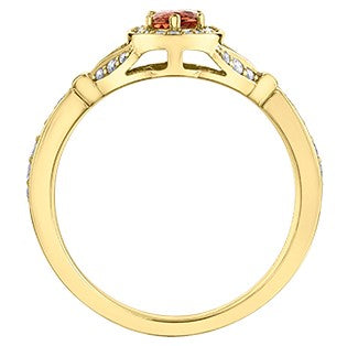 10K Yellow Gold Andesine Feldspar Diamond Ring