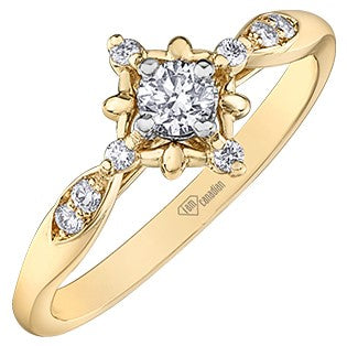 10K Vintage Inspired Yellow Gold Diamond Ring