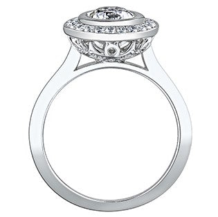 14K White Gold Diamond Bezel Set Engagement Ring