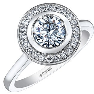 14K White Gold Diamond Bezel Set Engagement Ring