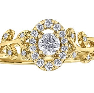 10K Yellow Gold Diamond Floral Ring