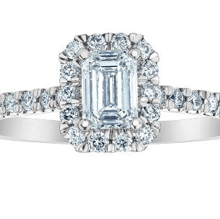 14K White Gold Emerald Cut Lab Grown Diamond Engagement Ring