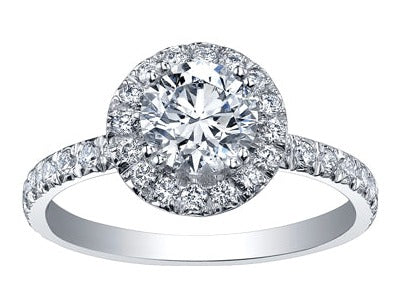 18K White Gold Palladium Diamond Halo Ring