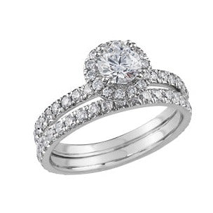 18K White Gold Palladium 1.65ct Diamond Halo Ring