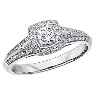 14K White Gold Diamond Engagement Ring