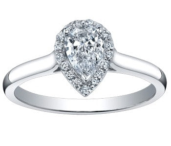 14K White Gold Diamond Pear Shaped Halo Ring