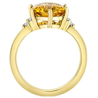 Citrine & Diamond Yellow Gold Ring