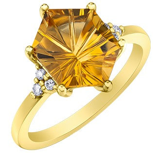 Citrine & Diamond Yellow Gold Ring