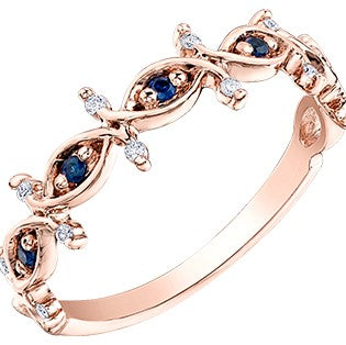 10K Rose Gold Sapphire & Diamond Ring