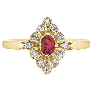 10K Yellow Gold Diamond Ruby Ring