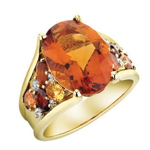 10K Yellow Gold Citrine Wide Band Ring