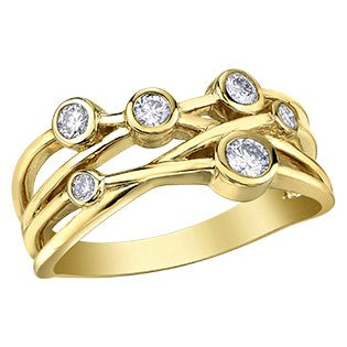 10K Yellow Gold Bezel Set Diamond Band