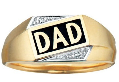 10K Yellow Gold Diamond Dad Ring