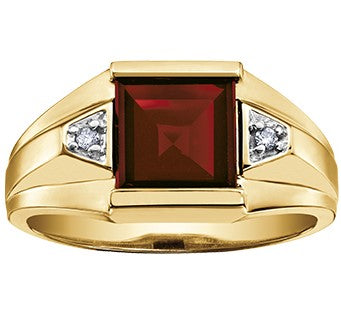 10K Yellow Gold Diamond & Garnet Ring