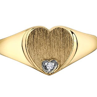10K Yellow Gold Signet Heart Ring