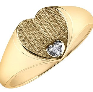 10K Yellow Gold Signet Heart Ring