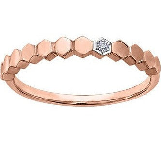 10K Gold Diamond Hexagon Ring
