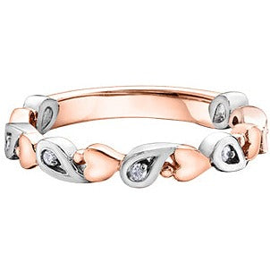 10K Rose Gold Diamond Heart Band