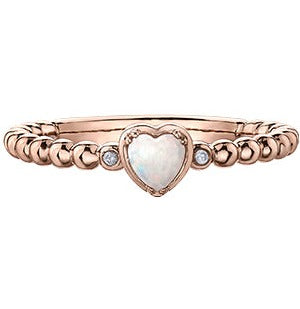 10K Rose Gold Opal Heart Ring