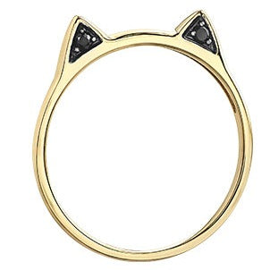 10K Yellow Gold Diamond Cat Ear Ring