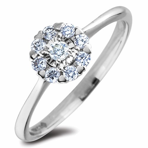 10K Halo Diamond Engagement Ring